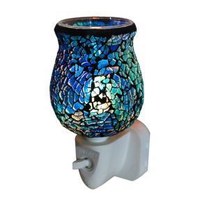 Cobalt Blue Crackle Tulip Mosaic Warmer