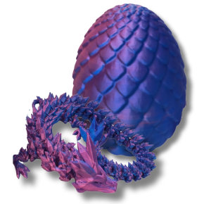 Two-Tone Purple Blue 3D Printed Dragon in Egg