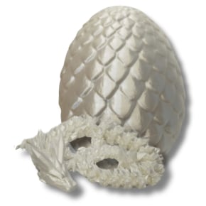 Pearl White 3D Printed Dragon in Egg