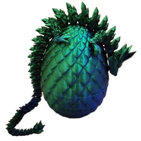 Two-Tone Blue Green 3D Printed Large Dragon in Egg