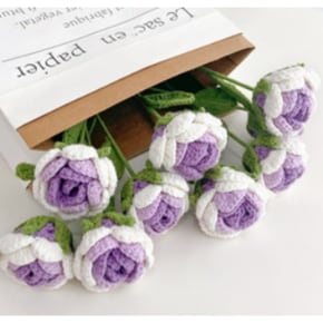 White Purple Gradient Rose Crochet Flower