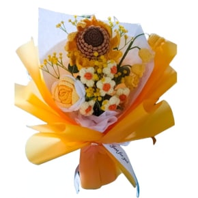 Orange Sunflower Crochet Flower Bouquet