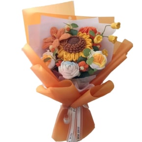 Orange Sunflower Large Crochet Flower Bouquet