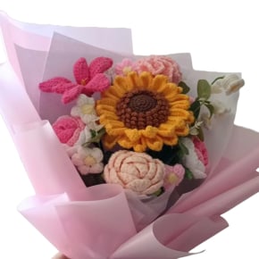 Pink Sunflower Large Crochet Flower Bouquet