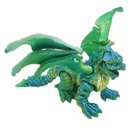 Yellow Green Blue 3D Printed Angry Flying Dragon