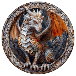 White Dragon Wooden Puzzle - 150pcs Round