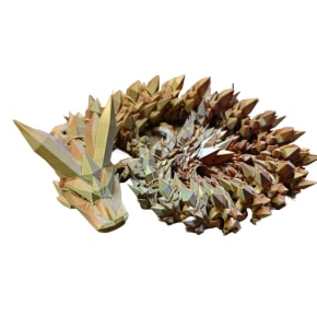 Gold Silver Bronze 3D Printed Large Crystal Dragon
