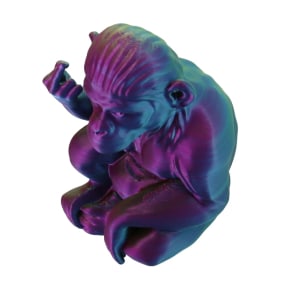 Purple Blue Green 3D Printed Monkey