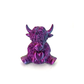 Purple Blue 3D Printed Highland Cow A