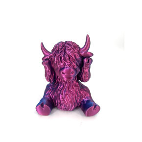 Purple Blue 3D Printed Highland Cow B