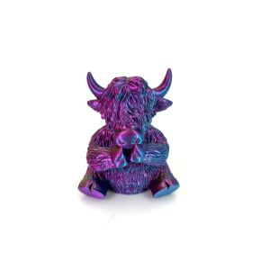 Purple Blue Green 3D Printed Highland Cow C