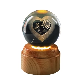 Rose and Heart Rotating 3D Crystal Globe Light