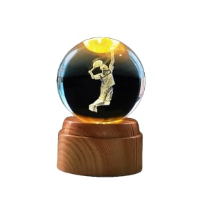 Tennis Player Rotating 3D Crystal Globe Light