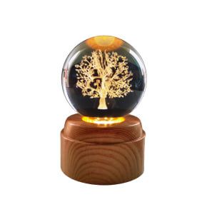Tree of Life Rotating 3D Crystal Globe Light