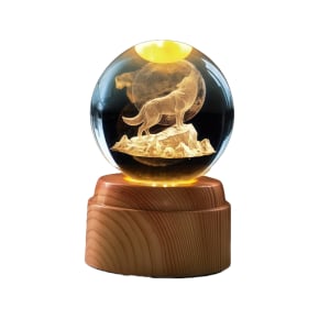 Wolf Rotating 3D Crystal Globe Light