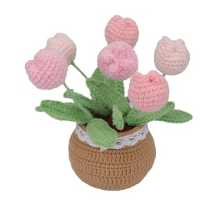Crochet Tulip with Pot - Blush