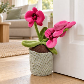 Pink Orchid Flower Pot Door Stop