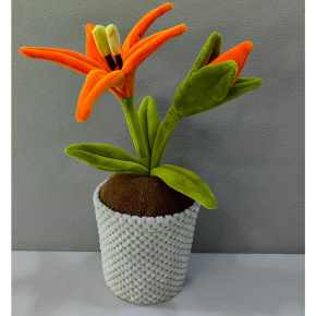 Orange Lily Flower Pot Door Stop