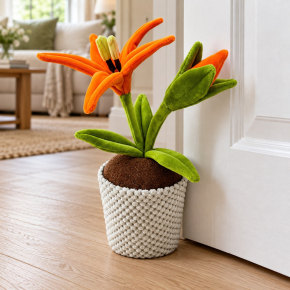 Orange Lily Flower Pot Door Stop