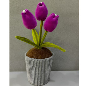 Purple Tulip Flower Pot Door Stop