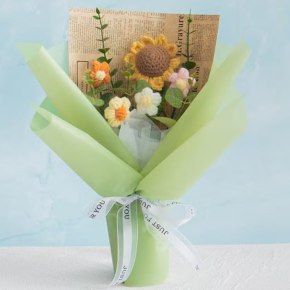 Sunflower Crochet Flower Bouquet - Green Wrap