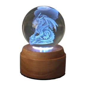 Dragon Rotating 3D Globe Light - Wooden