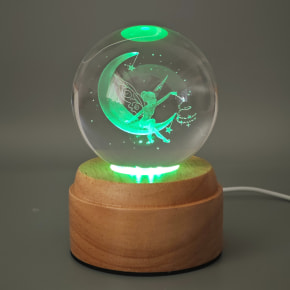 Fairy Rotating 3D Crystal Globe Light - Wooden
