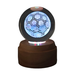 Football Rotating 3D Crystal Globe Light - Wooden