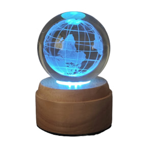 Globe Rotating 3D Crystal Globe Light - Wooden