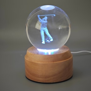 Golf Rotating 3D Crystal Globe Light - Wooden