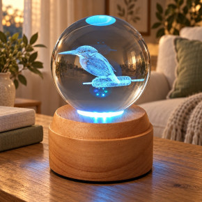 Kingfisher Rotating 3D Globe Light - Wooden