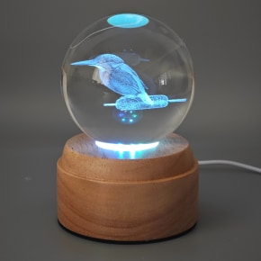 Kingfisher Rotating 3D Globe Light - Wooden