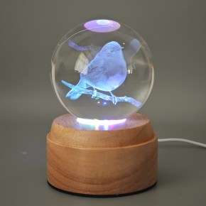 Robin Rotating 3D Crystal Globe Light - Wooden