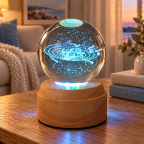 Solar System Rotating 3D Globe Light - Wooden