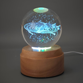 Solar System Rotating 3D Globe Light - Wooden