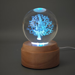 Tree of Life Rotating 3D Globe Light - Wooden