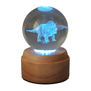  Triceratops Rotating 3D Globe Light - Wooden