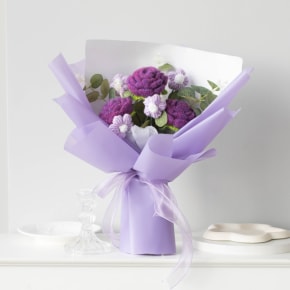Garden Rose Crochet Flower Bouquet - Purple