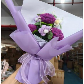 Garden Rose Crochet Flower Bouquet - Purple
