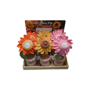 Crochet Sunflower with Crochet Pot - Burgundy