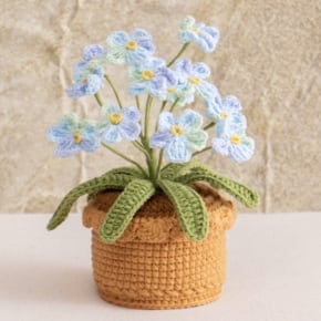 Crochet Forget-Me-Not with Crochet Pot - Blue