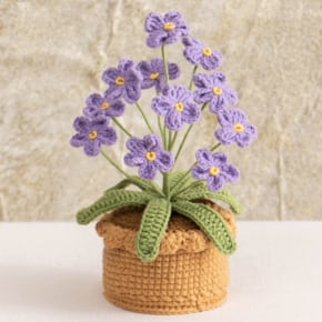 Crochet Forget-Me-Not with Crochet Pot - Purple
