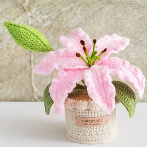 Crochet Lily with Crochet Pot - Pink