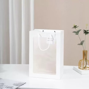 White wt Window Flower Carrier Bag