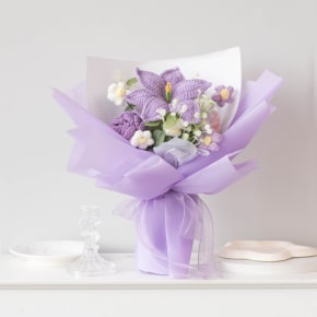 Lily Crochet Flower Bouquet - Purple