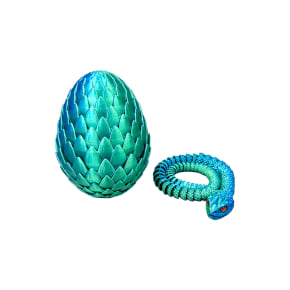 Blue Green 3D Printed Snake in Egg