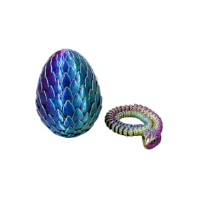 Purple Blue Green 3D Printed Snake in Egg