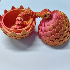 Red Gold 3D Printed Snake in Egg