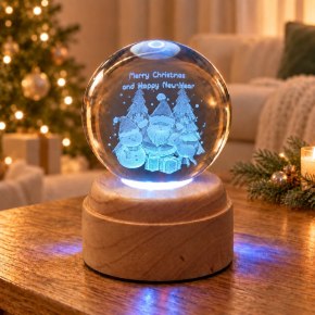 Carol Singers Rotating 3D Crystal Globe Light - Wo