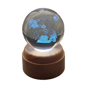 Santa's Sleigh Rotating 3D Crystal Globe Light - W
